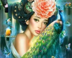 103195 Дама с павлином 1000эл.