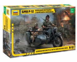 3607 Немецкий мотоцикл с коляской и экипажем БМВ Р-12
