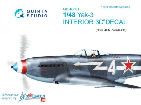 QD48001 3D Декаль интерьера кабины Як-3 (для модели Звезда 4814)