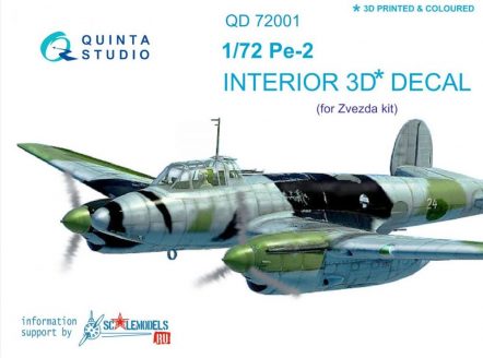 QD72001 3D Декаль интерьера кабины Пе-2 (для модели Звезда 7283)