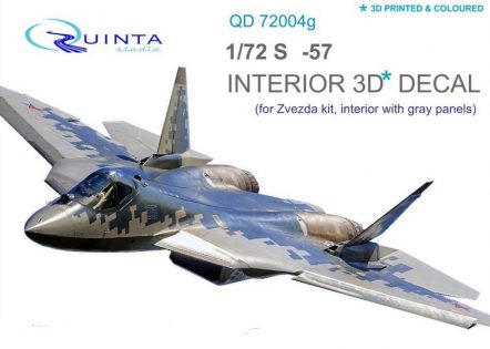 QD72004 3D Декаль интерьера кабины Су-57 (для модели Звезда 7319) (серые и голубые панели)