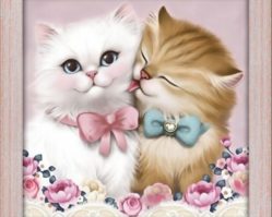 АЖ-1296 Алмазная мозаика "Кот и кошка"