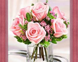 АЖ-1676 Алмазная мозаика "Нежные розы"
