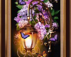 АЖ-1722 Алмазная мозаика "Фонарь в сирени"