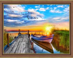 АЖ-1790 Алмазная мозаика "Закат у причала"